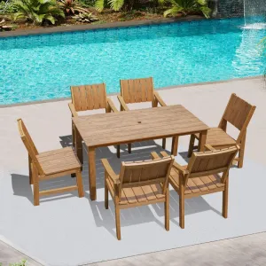 Polystyrene Plastic Wood Outdoor 15m Dining Table for 6 People Eco-Friendly Weather Resistant