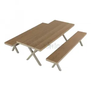 Hot Sale Patio Wooden Furniture 304 Stainless Steel Screw Frame Outdoor Garden Park Long Timber Bench Chair
