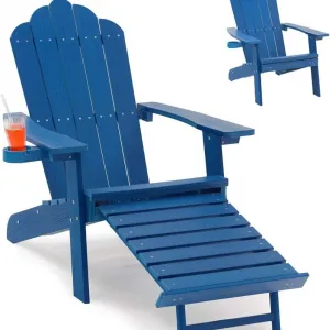 Hot Sale Recycled Waterproof Outdoor Garden Patio Plywood Folding Lounge Plastic Adirondack Chairs with Footrest