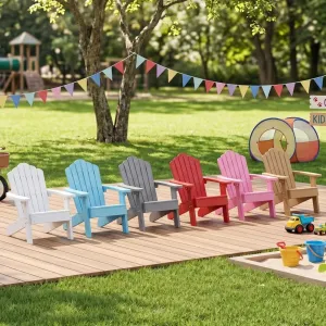 Kids Frog Chair 6 Colors Available HDPS Wood Grain Waterproof Fade Resistant for Kids Garden Backyard Playground