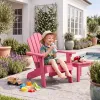 Kids Outdoor Garden Chair HIPS Wood Grain 165lbs Capacity Child Size Fan Backrest for Children 3 7 Years Patio