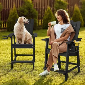 Maintenance Free Anti-Graffiti Outdoor Bar Chair HIPS Plastic Wood 304 Stainless Steel for Mall School Public Plaza