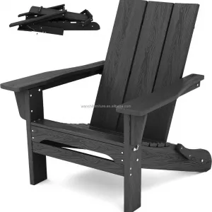 Oversized Folding Adirondack Chair with Curved BackrestHIPS Material