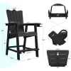 Modern Lightweight Bar Chair Set with Connecting Table HIPS Plastic Wood Waterproof High Back for Outdoor Bar Garden