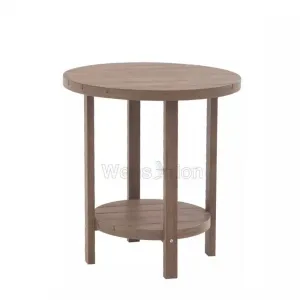Outdoor Adirondack Chairside Table With Storage Shelf Weather Resistant Outdoor Furniture Coffee Table Plastic Wood Side Table