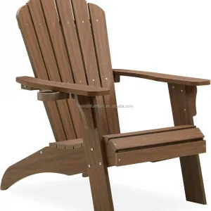 Outdoor Adirondack Patio Chair With Cup Holder Courtyard Chair With Weather Resistance Suitable for Outdoor Porch Iawn Garden