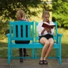 Outdoor Adjustable Backrest Garden Bench Cyan HIPS Plastic Wood 2 Seater Folding Back for Back to Back Viewing Patio Garden