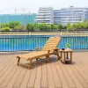 Outdoor Beach Lounge Chair Plastic Wooden Sun Lounger Patio Pool Chaise Lounge