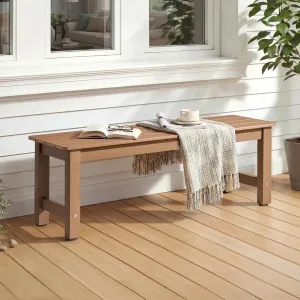 Outdoor Bench Without Back 4 Slat HDPS Weatherproof Fade Resistant Sturdy 2 Seater for Deck Patio Garden Hallway