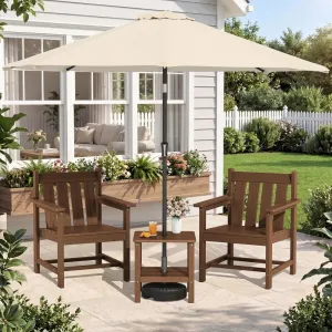 Outdoor Bistro Chair HDPE Wood Like Surface Sloped Backrest Oversized Seat 360lbs Weather Resistant for Patio Garden