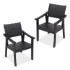 Outdoor Dining Chair HIPS Plastic Wood Teak Grain Waterproof 400lbs Capacity Garden Patio Chair Weather Resistant