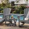 Outdoor End Table Grey Foldable X Shape Legs HIPS Plastic Wood 304 Stainless Steel Screws for Pool Resort Garden Patio