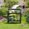 Outdoor Garden Plant Stand Black Potting Bench 3 Tier Storage HDPS Weatherproof No Rust No Fade for Balcony Backyard