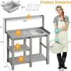 Outdoor Grey Potting Bench with Built in Sink Stainless Steel Anti Rust Easy Clean HDPS for Garden Work Table Backyard