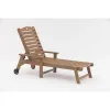 Outdoor Plastic Wood Waterproof Garden Bench Chair Chaise Longue With Wheels