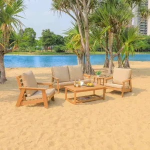 Outdoor Leisure Furniture Courtyard Balcony Outdoor Wood Color Sofa Combination Adirondack Sofa for Coffee Table