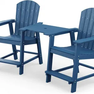 Outdoor 2 Set Bar Chairs With Connecting Table Counter High Bar Chair High Backrest Kitchen Balcony Bar Chair