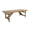 Oversized 240cm Dining Table Brown HDPE Plastic Wood Waterproof Umbrella Hole 8 Seater for Home Dining Room Kitchen