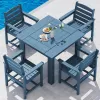 5 Piece Patio Dining Set Square Table 4 Armchairs HDPE Rust Free 197 Inch Wide Seat 350lbs for Backyard Garden
