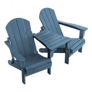 Plastic Wooden Adirondack Reclining Outdoor Garden Table and Chairs Beach Chairs Blue Garden Chairs Table