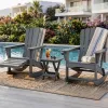 Poolside Rocking Chair Gray HDPE Outdoor Rocker Weather Resistant Curved Ergonomic Resort Patio Deck Seat Comfortable Garden