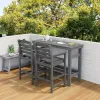 Rectangular Outdoor Bar Table HDPE Weatherproof Wood Like Surface 16 Inch Umbrella Hole for Garden Balcony Patio