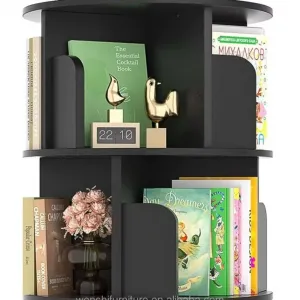 Hips Corner Bookshelf 360 Display Spinning Bookcase Storage Rack 4 Tier Floor Standing