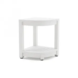 Space Saving Corner Shower Stool White HIPS Plastic Wood 300 LBS 2 Tier Shelf Bathroom Bench for Shower Tub Home