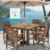 Square Patio Dining Set Table with 4 Armchairs HDPE All Weather No Fade Rust Resistant for Garden Poolside Balcony