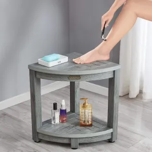 Sturdy Corner Bathroom Stool Adjustable Leveling Feet HIPS Wood Texture 2 Shelf for Shower Bathtub Entryway Home