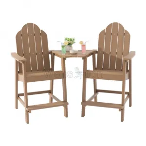 Teak Color High bar Chair HIPS Plastic Patio Stools Recycled Poly Resin Balcony Chair Settee Adirondack Chair