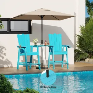 Waterproof Bar Stool with Cup Holder 380lbs Load Capacity Ergonomic Wood 304 Stainless Steel Teal or Black for Home Bar Poolside