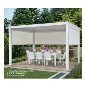 Customized Waterproof Garden Pavilion Gazebo Aluminum Pergola Adjustable Louvered Roof Pergola Outdoor Louvered Pergola