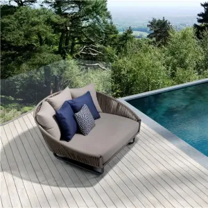 Garden Sunbed Lounger Round Outdoor Furniture Outdoor Chaise Daybed Sun Day Bed