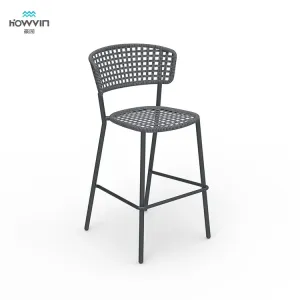 High Backrest Metal Step Stool Outdoor bar Stools Industrial Iron bar Chair with Footrest