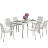 High-end Garden Outdoor Furniture Hot Sale Large Extendable Dining Table Modern White Luxury Dining Table Set