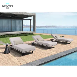 Hotel Used Outdoor Furniture Aluminum Sun Lounger Pool Chairs Sun Lounger Swimming Chaise Lounge with Round Table