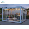 Howvin Garden Pavilion 3x6 Metal Frame Gazebo Customized Size Electric Roof Waterproof Motorized Louver Pergola