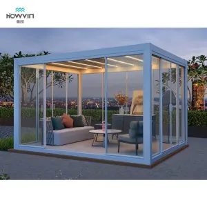 Howvin Garden Pavilion 3x6 Metal Frame Gazebo Customized Size Electric Roof Waterproof Motorized Louver Pergola