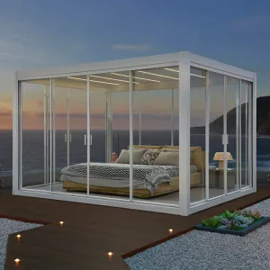 Howvin 3.6*3.6M Modern Garden Gazebo Aluminum Opening and Closing Patio Pergola Roof