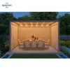 Howvin Manual Crank Rainproof Opening and Closing Roof System Pergola Mirador 10x13 Glass Pergola Roof Pitched