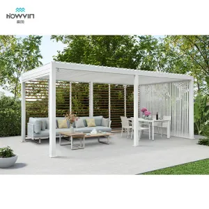 Howvin Remote Controlled Aluminum Motorized Gazebo Outdoor Opening Louvered Roof Louvre Pergola Bioclimatic