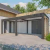 Howvin Waterproof Metal Garden Pavilion Gazebo Aluminum Pergola Gazebo with Adjustable Louvered Roof