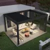 Luxury Rainproof Garden Gazebo Louvered Aluminum Pergola with Alloy Frame Waterproof Louver Opening Roof Cover Motorized Pergola