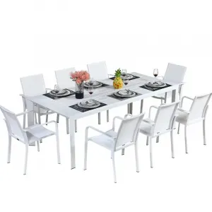 Modern Aluminum Extendable Dining Table Dining Table Set for 8 Garden Outdoor Furniture Dining Table With Chairs