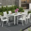 Modern Aluminum Extendable Dining Table Dining Table Set for 8 Garden Outdoor Furniture Dining Table With Chairs