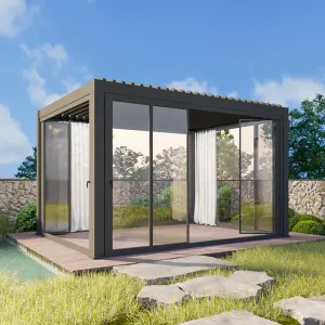 Modern Design Bioclimatic Awning Cover Waterproof Louvre Roof Louver Gazebo Outdoor Aluminum Manual Pergola