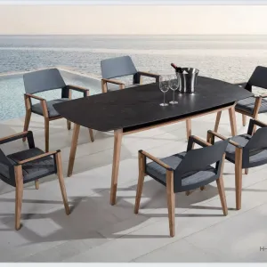 Modern Dining Set 6 Chairs Home Furniture Dining Sets for Restaurant Aluminum Dining Table Outdoor Furniture Set