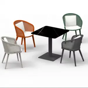 New Fresh Modern Garden Outdoor Furniture Aluminum Frame Outdoor Luxury Dining Table Commercial Restaurants Table Dining