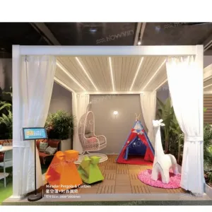 OEM ODM Waterproof Pergola Outdoor Garden Pavilion Gazebo Aluminum Outdoor Pergola Adjustable Louvered Roof Pergola Retractable